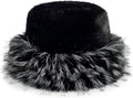 Fuzzy Bucket Hats for Woman Fur Winter Hat Fluffy Warmer Fisherman Cap