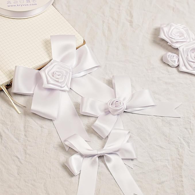 White Satin Ribbon, Double Faced 2 Inch X 50 Yards White Ribbon, Premium Satin Ribbon for Gift Wrapping, Crafts, Hair Bow Making, Sewing, Flower Bouquet, Wedding Party Decor