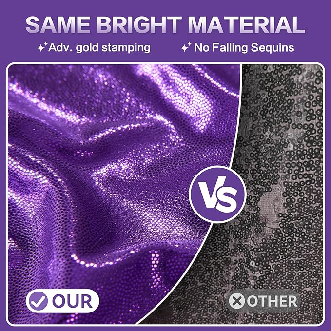 gogoparti 10x10FT Purple Sequin Backdrop Curtain - 2 Panels of 5x10FT Wrinkle-Free Glitter Drapes for Photography, Birthdays, Weddings & Graduations