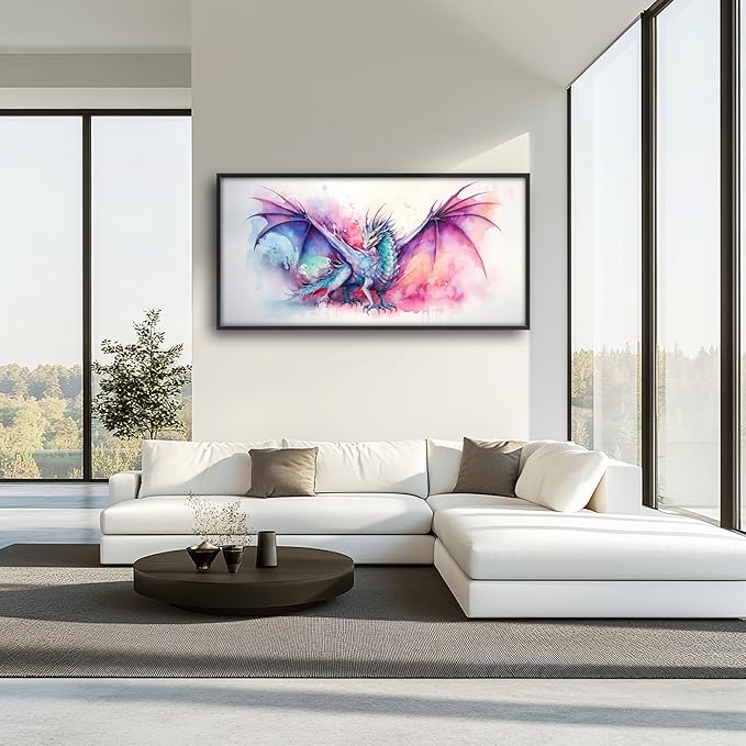 Framed Large Pictures Wall Art for Living Room, Dragon Oversized Wall Decor Dragon Canvas Print Painting Modern Extra Large Framed Artwork for Bedroom Office 60"x30"