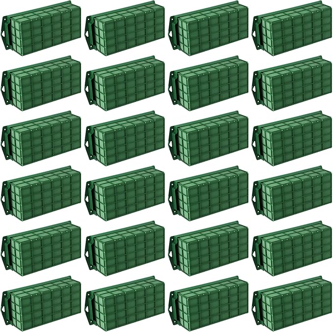 24 Packs Floral Foam Cage Rectangle Flower Cage Holders with Floral Foam Flower Arrangement Supplies for Fresh Flowers, Home Wedding Decorations, 11.8 x 4.3 x 3.1 Inches