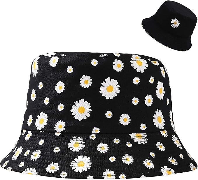 Malaxlx Unisex Bucket Hat Beach Sun Hat Aesthetic Fishing Hat for Men Women Teens, Reversible Double-Side-Wear