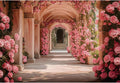 Baocicco 20x10ft Pink Flowers Backdrops for Photoshoot Rose Arch Corridor European Carving Wall Photo Background for Women Bridal Shower Birthday Marriage Valentines Mothers Day Backdrop Decorations
