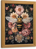 LLEEMPI William Morris Wall Art, Vintage Bee Floral Wall Decor, Insect Flower Canvas Painting, Abstract Nature Botanical Poster Print for Living Room Bedroom Kid Room Hallway Wood Framed 8x10 inch