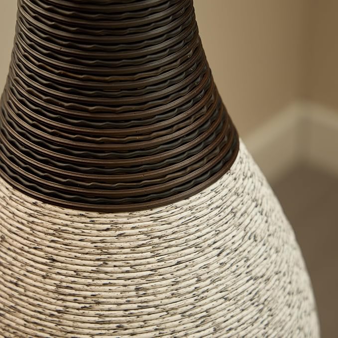 Large Hand-Woven PVC Rattan Look Floor Vase, 39.37 Inch Tall Home Decor Floor Vase for Fake Flower Dried, Farmhouse Decorative Flower Holder for Living Room, Bedroom, Dining Room, Entryway, Hallway