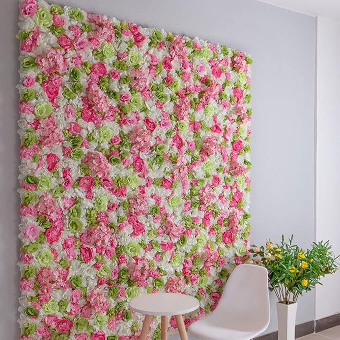 Artificial Flower Wall Panels, Silk Wedding Flower Wall Backdrop Panel, 3D Floral Panel Artificial Floral Wall Mat Flower Screen for Photo Party Wedding Wall Background Decor (6PCS Fruit-Green)