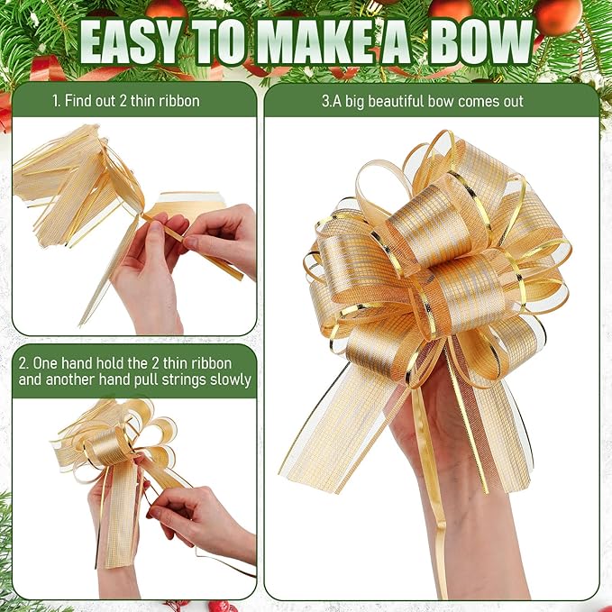WILLBOND 20 Pieces 6 Inch Pull Bows Gift Wrapping Ribbon Pull Bows for Christmas Wedding Baskets Valentine Multicolor Wrap Accessory for Gift Present Holiday Decor(Assorted Color)