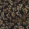 Extra Long Dark Floral Peel and Stick Wallpaper 17.5In x 32.8Ft, Vintage Self-Adhesive Contact Paper for Bedroom Stair Shelves Drawer – Boho Removable Vinyl Leaf Wall Paper in Black and Gold