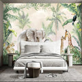 Tropical Animal Plants Peel and Stick wallpeper Nursery Kids Bedroom Elephant Wall murals for Bedroom Living Room - 96"x137"