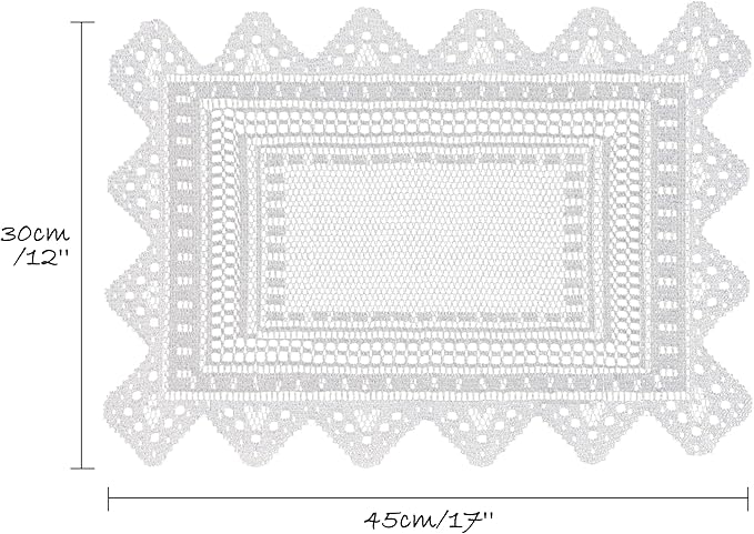 Jayla 2 Pcs Rectangle Lace Placemats for Tables Embroidered Lace Tablemats Vintage Crochet Floral Table Runner Vintage Wedding, Tea Party Decor,12x17 Inch