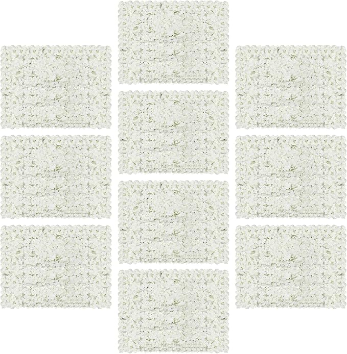 10Pcs Artificial Flower Wall Panel, 15.7" x 23.6" Decorative Hydrangea Flower Panels Wall for Home Party Wedding Christmas Festival Photo Backgdrop Decor