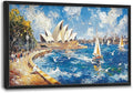 Sydney Opera House Large Wall Art Beach Boat Pictures Wall Decor Coastal Canvas Seascape Print Painting Modern Artwork Home Decoration for Living Room Bathroom Bedroom Office Framed 36"x24"
