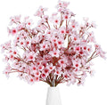 Sggvecsy Artificial Cherry Blossom Flowers 8 Pcs Faux Cherry Blossom Stems Faux Silk Cherry Blossom Branches 15.7’’ Fake Peach Flowers for Vase Arrangements Home Wedding Table Decor (Pink)