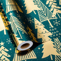 MAYPLUSS Wrap Paper Roll - 17 Inch X 33 Feet - Luxurious Metallic Foil Green Elegant Christmas Tree Winter Gift Wrapping Paper, Festive Decoration