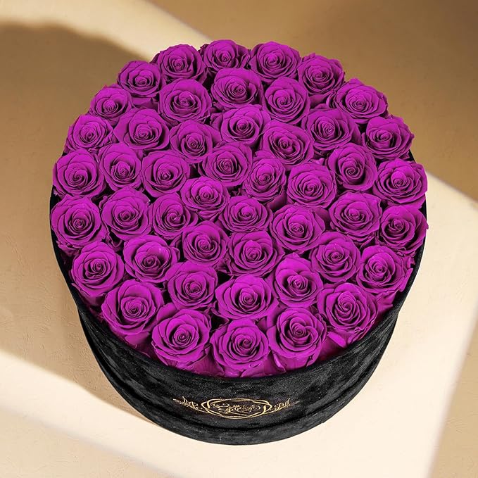 47 Flowers in a Luxury Suede Box, Birthday Gifts for Women, Preserved Flowers, Mothers Day Roses Gift for Mom, Bossy Pink