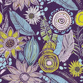 Purple Boho Wallpaper Peel and Stick,Vintage Yellow Floral Contact Paper 17.5" x 393", Botanical Flowers Retro Absract Wall Paper Self Adhesive Removable Waterproof for Walls Shelves Cabinet Table