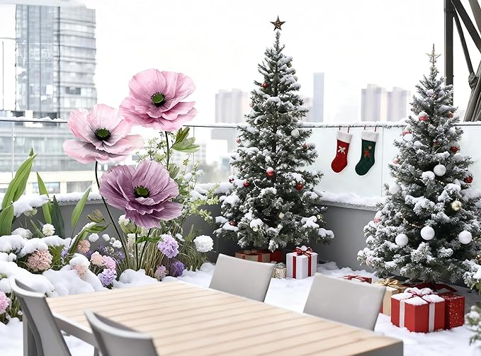 Giant Artificial Flowers 3Pack Fake Flowers for Decoration, Fabric Poppy Flower for Wedding Birthday Easter Party Mother's Day Banquet Photography Props Garden Shop Window Display Decor (Colorful)