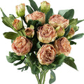 FiveSeasonStuff Vintage Dusty Coral Pink Peonies – Realistic Artificial Silk Flowers with Dry-Look Petals, 6 Stems for Rustic Antique Home & Wedding Bridesmaids Bouquet Bridal Showers