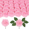 Glitter Roses 30PCS Pink Roses Artificial Flowers 3.15" Fake Roses with Stems for DIY Wreath Wedding Christmas Home Party Decor(Light Pink)