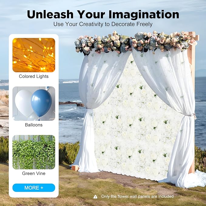 Artificial Flower Wall Panel,12Pcs 3D Silk Rose Floral Decorative Faux Flower Wall Background,Artificial Wall Flower Backdrop Rose Floral Panel for Party Wedding