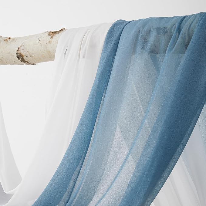Ting's time Wedding Arch Flowers with Drape Kit (Pack of 4),2pcs Dusty Blue Floral Swags Arrangement and 2pcs Drapes Fabric for Wedding Ceremony and Reception Backdrop Decoration