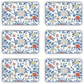 patdrea Blue Floral Rectangular PVC Placemats, Pack of 6, Waterproof Insulation, Soft and Durable, Suitable for Dining Table, Kitchen and Coffee Table Decoration,12"*17"