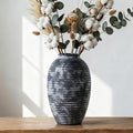 Farmhouse Rustic Ceramic Vase, 10.6 inch Gray-White Textured Modern Weathered Pottery Terracotta Vintage Vases for Home Decor Enterway Coffee Table Mantel Shelf Decorative (Tall - B)