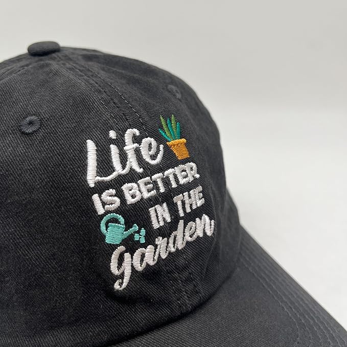 Cute Flower Hat, Elegant Floral Embroidered Adjustable Baseball Cap for Men Women, Gifts for Flower Lovers, Black