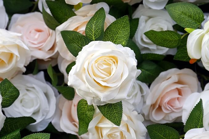 Artificial Flower Wall Backdrop 8×8 ft (2.4×2.4 m), 2 Panels 4×8 ft Each, Realistic Blooms for Wedding Ceremony, Photo Booth & Baby Shower,Stand/Frame Not Included