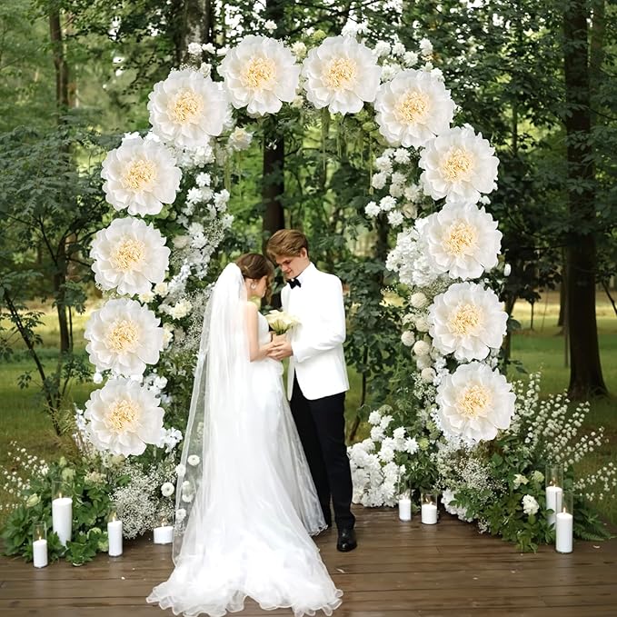 PATTEPOINT 12PCS White Paper Flowers Decorations for Wall Giant Tissue Paper Flowers 12'' White Giant Crepe Artificial Flowers Large Flowers for Wedding Birthday Baby Shower Party Home Decor Supplies