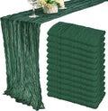 12 Pack 10Ft Cheesecloth Table Runner 35x120 Inch Boho Gauze Table Runner Rustic Cheese Cloth Long Romantic Table Runners for Wedding Bridal Shower Birthday Party Table Decor (Dark Green)