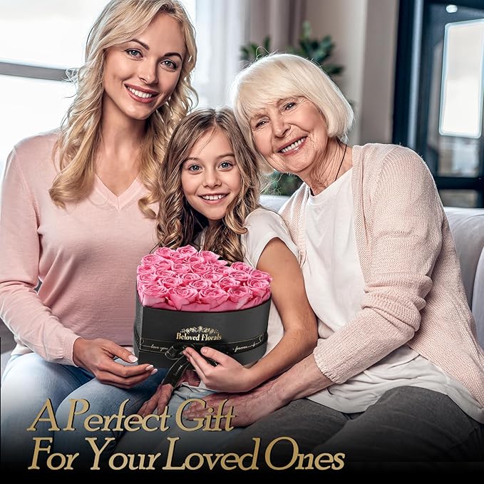27 Preserved Flowers Rose Birthday Gifts for Women Her Mom Wife Girlfriend Grandma on Valentines Mothers Day Christmas Anniversary Romantic(Pink)