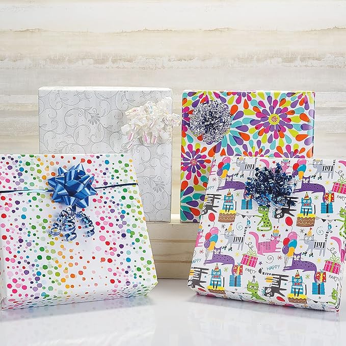 Current Color Splash Jumbo Rolled Birthday Gift Wrap (1 Giant Roll, 61 sq. ft.) Peek-Proof, For Birthdays, Graduations, Baby Showers and More