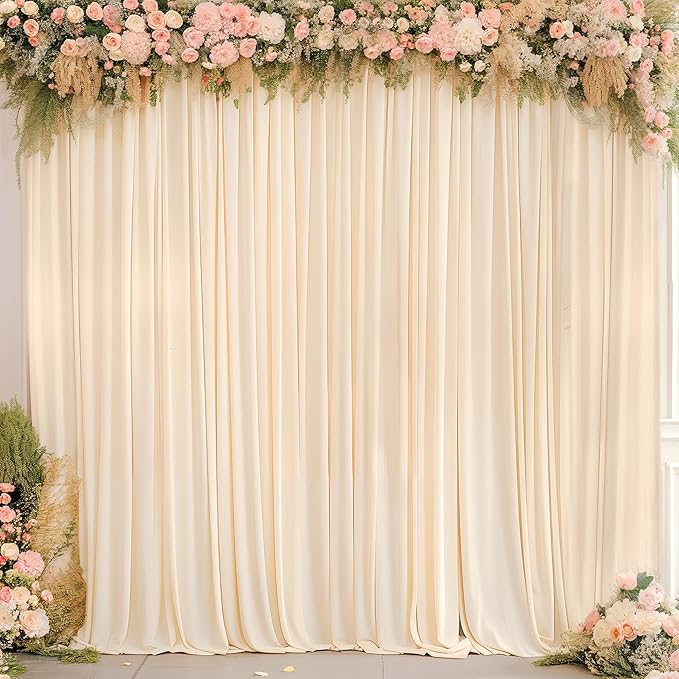 Deep Champagne Backdrop Curtain 2 Panels-Wrinkle-Free Curtains Polyester Photography Drapes for Baby Shower Birthday Party Photo Background Backdrop Stand- 8 X10FT (Champagne)