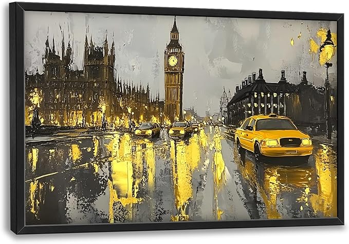 London City Large Wall Art Framed Wall Decor for Living Room, Big Ben Pictures Oversized Canvas Print Painting Modern Extra Large Framed Artwork for Bedroom Office Home Decor 36"x24"