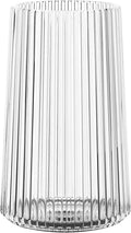 Clear Glass Vase for Flower, Flower Vase for Bouquet, Modern Glass Vases, Ribbed Vases for Living Room, Bedroom, Dining Table, Office, Wedding, Centerpieces, 8 Inches