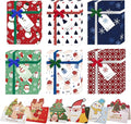 Christmas Gift Card Boxes Holder with Bows and To From Tags Greeting Card, Holiday Unique Gift Card Decorative Wrapped Card Boxes for Xmas Holiday Birthday Wedding Party Favors