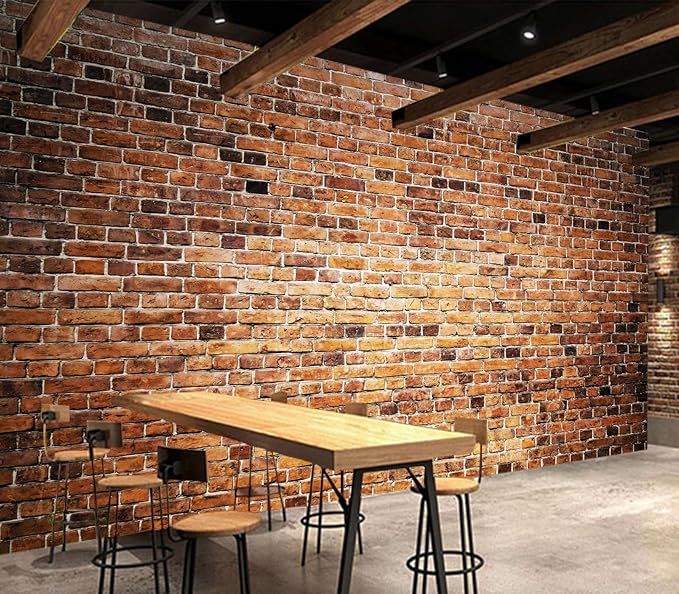 Eierme-Close-up of a Brick Wall Background with Strong Texture Peel and Stick 137" x 102"