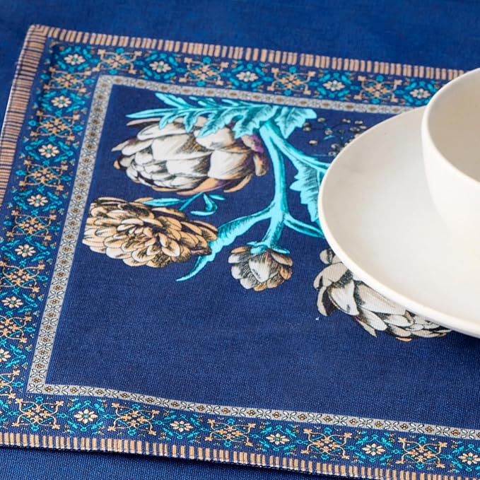 Maison d' Hermine Placemats 100% Combed Cotton Premium Set of 4 Decorative Washable Table Cloth Placemat, Dining, Buffet Parties & Wedding Use Artichoke (13 Inch x 19 Inch)