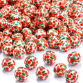 100 PCS 10mm Resin Beads Bulk for Bracelet Making Kit, Cherry Pattern Printed Round Loose Beads for Jewelry Earring Necklace Rings Art Craft DIY Projects