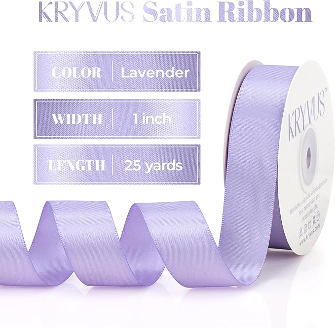 Lavender Satin Ribbon, 1 Inch X 25 Yards, Premium Satin Polyester Ribbon for Gift Wrapping, Crafts, Wedding Decor