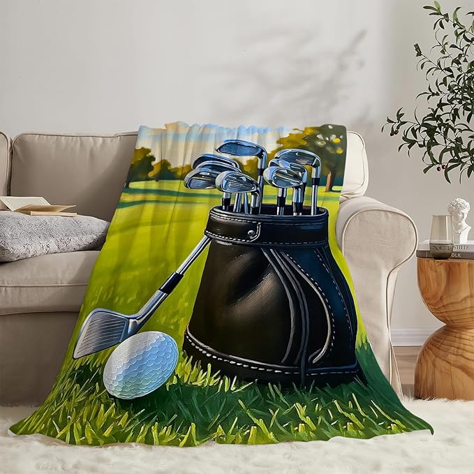 Golf Blanket for Boys Golfing Sport Throw Blanket Soft Cozy Fleece Fuzzy Stuffed Plush Flannel Gifts for Girls Women Kids Adults 60''x80''