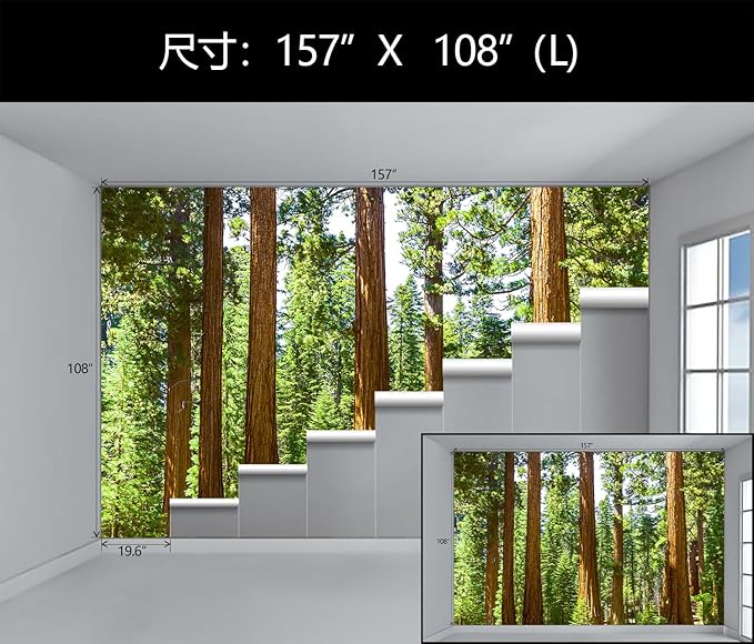 WFBHUA-Redwood Forest Wall Mural Peel and Stick Green Woods Landscape Self Adhesive Wallpaper for Living Room Bedroom 157“x108