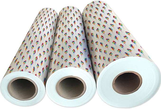 Jillson Roberts Bulk Gift Wrap, Everyday Gift Wrapping Supplies, Bunch of Balloons, Full Ream 833 feet x 30 inches