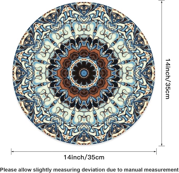 Mandala Round Placemat Set of 4 Elegant Linen Table Mats for Dining, Heat Resistant, Stain Resistant Perfect for Dinner Parties, Restaurants, and Everyday Use