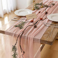 10pcs Blush Pink Gauze Rustic Cheesecloth Table Runner 120 Inch 10 FT for Wedding Baby Shower Bridal Shower Birthday Engagement Garden Outdoor Party Long Sheer Boho Decorations