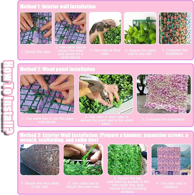 Flower Wall Backdrop, 12PCS 10.6"-15.7" Artificial Flower Wall Panel with Various Styles, 3D Floral Wall Decor for Wedding Photo Background Festive Party Home Decoration (L020, 15 * 15in)