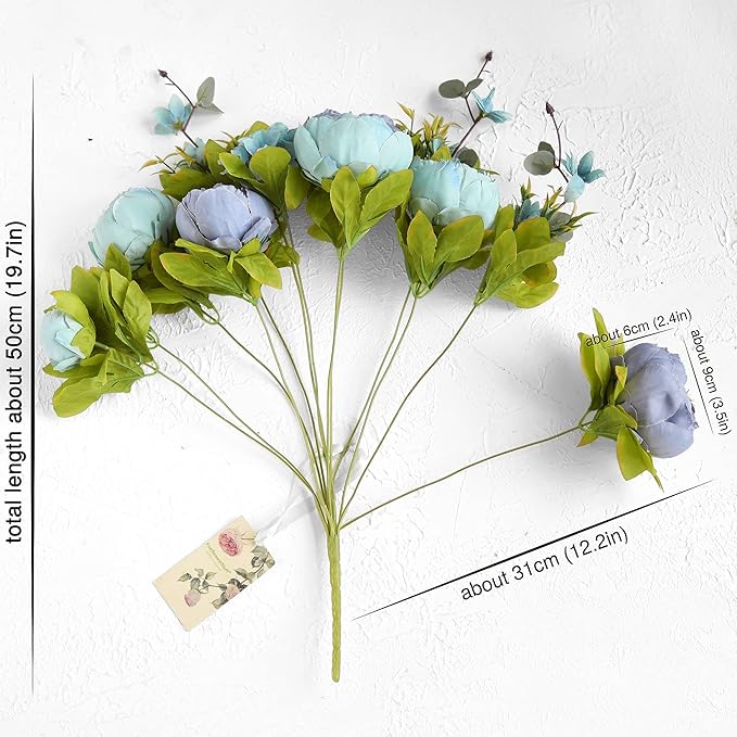 FiveSeasonStuff Vintage Artificial Peonies Silk Peony Flowers and Hydrangeas for Wedding Bridal Home Décor – Beautiful Floral Centerpiece Arrangement Decoration with 2 Bouquets (Mixed Blue)