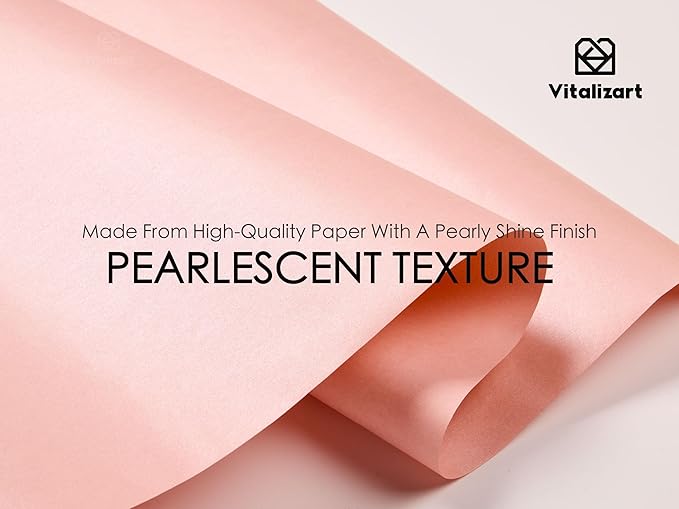 Vitalizart Pink Wrapping Paper Set 30" Pearly-Lustre With Silk Like Satin Ribbon & Gift Tags Recyclable Christmas Gift Wrapping Birthday Baby Shower Wedding Handmade Crafts 197"(16.4 Ft)