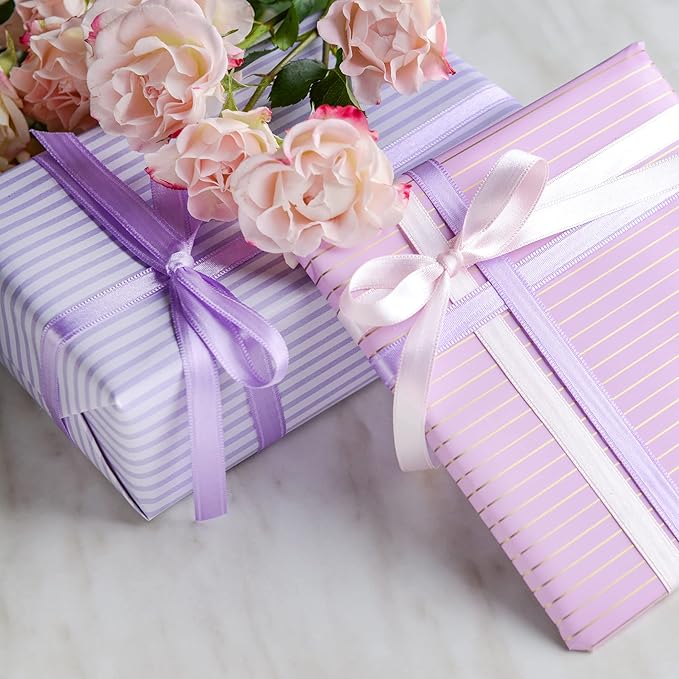 LIUYAXI Light Purple Double Faced Satin Ribbon, 1" X Continuous 25 Yards, Ribbons Perfect for Gift Wrapping Wedding Bouquet Decor DIY Craft Bow Making & Other Projects